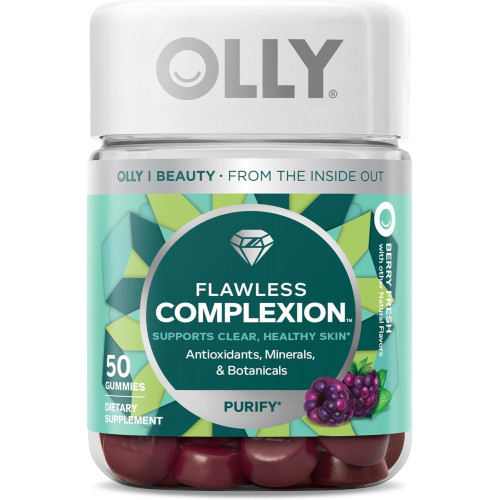 OLLY Flawless Complexion Gummy, підтримка чистоти та здорової шкіри, вітаміни E, A, цинк, жувальна добавка, ягоди - 50 штук (упаковка з 1) OLLY Flawless Complexion Gummy, підтримка чистоти та здорової шкіри, вітаміни E, A, цинк, жувальна добавка, ягоди - 50 штук (упаковка з 1)