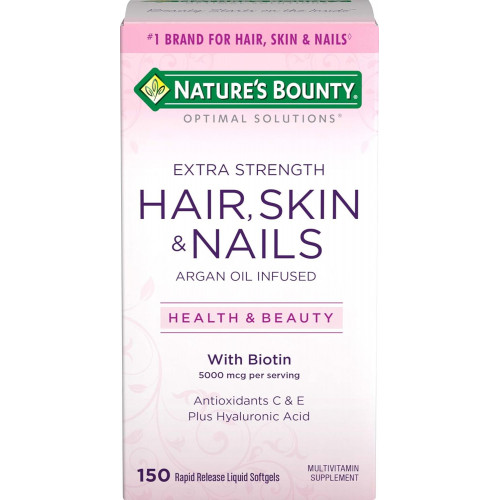 Nature's Bounty Optimal Solutions Hair Skin & Nails Extra Strength Softgels, 150 шт. (упаковка з 1 шт.) Упаковка може відрізнятися Nature's Bounty Optimal Solutions Hair Skin & Nails Extra Strength Softgels, 150 шт. (упаковка з 1 шт.) Упаковка може відрізнятися