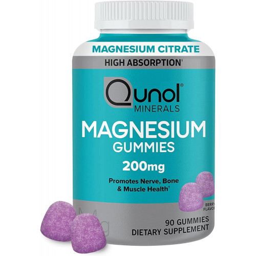 Qunol Magnesium Gummies для дорослих, 200 мг цитрату магнію, добавка високого рівня поглинання, підтримує здоров’я нервів/кісток, здоров’я м’язів, вегетаріанська, 90 штук (упаковка з 1) Qunol Magnesium Gummies для дорослих, 200 мг цитрату магнію, добавка високого рівня поглинання, підтримує здоров’я нервів/кісток, здоров’я м’язів, вегетаріанська, 90 штук (упаковка з 1)