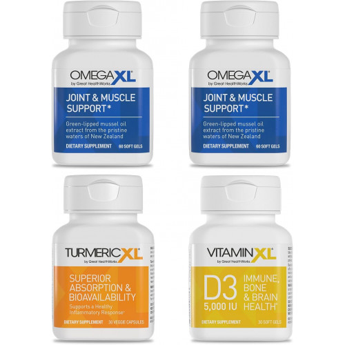 4 Pack Immune Supporting Bundle - (2) Omega XL 60 Count + Turmeric + Vitamin XL D3 - to Support Optimal Immune Health 4 Pack Immune Supporting Bundle - (2) Omega XL 60 Count + Turmeric + Vitamin XL D3 - to Support Optimal Immune Health