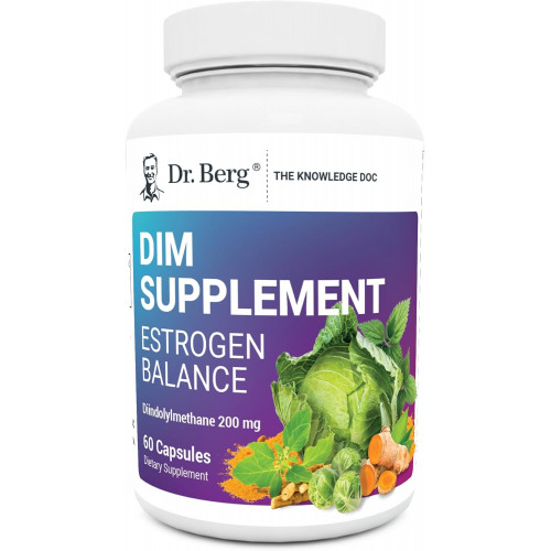 Dr. Berg DIM Supplement Estrogen Balance - оригінальна естрогенова добавка для жінок з диіндолілметаном для полегшення менструальних симптомів і менопаузи та чорним перцем для покращеного засвоєння - 60 капсул