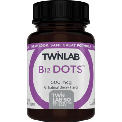 Twinlab B-12 Dots - Добавки для підтримки виробництва енергії з вітаміном B12-500 мкг, 250 таблеток
