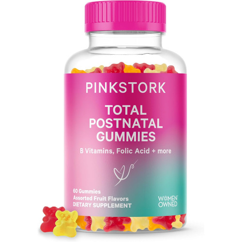 Pink Stork Total Postnatal Vitamin Gummies - Мультивітаміни для післяпологового відновлення та підтримки лактації - Фолієва кислота, B6 і вітамін C - Основи грудного вигодовування - 60 клейових вітамінів Pink Stork Total Postnatal Vitamin Gummies - Мультивітаміни для післяпологового відновлення та підтримки лактації - Фолієва кислота, B6 і вітамін C - Основи грудного вигодовування - 60 клейових вітамінів