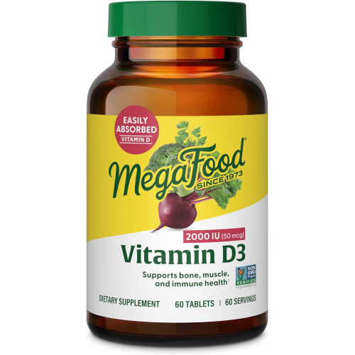 Вітамін D3 MegaFood 2000 МО (50 мкг) - Добавка для підтримки імунітету - Здоров'я кісток - з вітаміном D3, який легко засвоюється - Плюс справжня їжа - Без ГМО, вегетаріанська - Виготовлено без 9 харчових алергенів - 60 таблеток Вітамін D3 MegaFood 2000 МО (50 мкг) - Добавка для підтримки імунітету - Здоров'я кісток - з вітаміном D3, який легко засвоюється - Плюс справжня їжа - Без ГМО, вегетаріанська - Виготовлено без 9 харчових алергенів - 60 таблеток