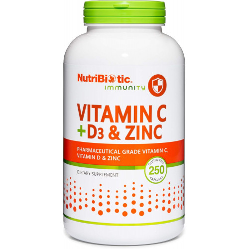 NutriBiotic – вітамін С + вітамін D3 і цинк, 250 капсул | Потужна комплексна підтримка імунітету | Основні та антиоксидантні щоденні добавки | Без глютену та ГМО NutriBiotic – вітамін С + вітамін D3 і цинк, 250 капсул | Потужна комплексна підтримка імунітету | Основні та антиоксидантні щоденні добавки | Без глютену та ГМО