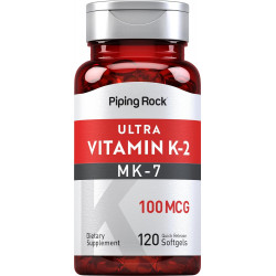 Piping Rock Vitamin K2 MK7 | 100 мкг | 120 капсул | Добавка без ГМО, без глютену