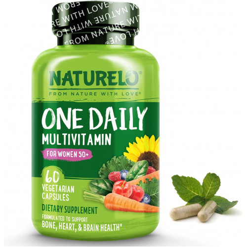 NATURELO One Daily Multivitamin для жінок 50+ (без заліза) - Підтримка менопаузи для жінок старше 50 - Цільна харчова добавка - Без ГМО - Без сої - 60 капсул - 2 місяці NATURELO One Daily Multivitamin для жінок 50+ (без заліза) - Підтримка менопаузи для жінок старше 50 - Цільна харчова добавка - Без ГМО - Без сої - 60 капсул - 2 місяці