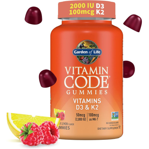 Garden of Life Вітамін D3+K2 Gummies з пребіотиками та пробіотиками для травлення 2000 р Garden of Life Вітамін D3+K2 Gummies з пребіотиками та пробіотиками для травлення 2000 р