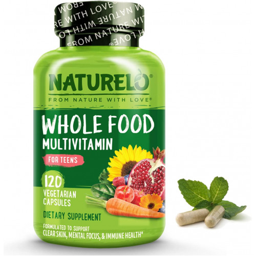 Мультивітаміни NATURELO Whole Food для підлітків - з вітамінами та мінералами для хлопчиків і дівчаток-підлітків - Добавка для активних дітей - Без ГМО - Для веганів і вегетаріанців - 120 капсул Мультивітаміни NATURELO Whole Food для підлітків - з вітамінами та мінералами для хлопчиків і дівчаток-підлітків - Добавка для активних дітей - Без ГМО - Для веганів і вегетаріанців - 120 капсул