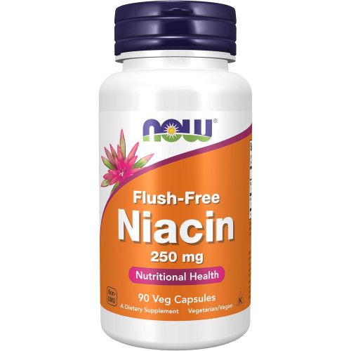 NOW Supplements, ніацин (вітамін B-3) 250 мг, без промивання, здорове харчування, 90 овочевих капсул NOW Supplements, ніацин (вітамін B-3) 250 мг, без промивання, здорове харчування, 90 овочевих капсул