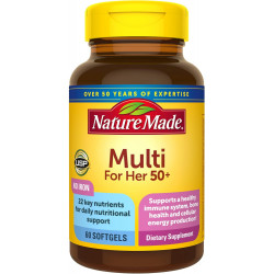 Nature Made Multivitamin For Her 50+ без заліза, жіночі полівітаміни для щоденної підтримки харчування, полівітаміни для жінок, 60 капсул, 60-денний запас