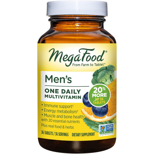 MegaFood Men's One Daily Multivitamin for Men - з цинком, селеном, вітаміном B12, вітаміном B6, вітаміном D і справжньою їжею - Доповнення для підтримки імунітету - Здоров'я м'язів і кісток - Вегетаріанський - 36 вкладок MegaFood Men's One Daily Multivitamin for Men - з цинком, селеном, вітаміном B12, вітаміном B6, вітаміном D і справжньою їжею - Доповнення для підтримки імунітету - Здоров'я м'язів і кісток - Вегетаріанський - 36 вкладок