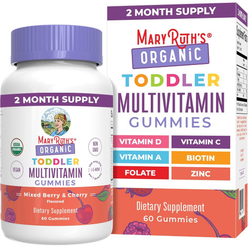 MaryRuth Organics Vitamin Gummy | Діти та малюки віком від 2 років | USDA | Щоденний вітамін С | D3 | Цинк | Змішані ягоди та вишні | Поставка на 2 місяці MaryRuth Organics Vitamin Gummy | Діти та малюки віком від 2 років | USDA | Щоденний вітамін С | D3 | Цинк | Змішані ягоди та вишні | Поставка на 2 місяці