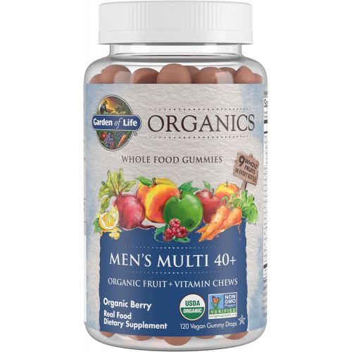 Garden of Life Organics Men 40+ Gummy Vitamins - Berry - Organic Organic, Non-GMO, Vegan, Kosher Complete Multi - Methyl B12, C & D3 - Без глютену, сої та молочних продуктів, 120 справжніх фруктів Gummies Garden of Life Organics Men 40+ Gummy Vitamins - Berry - Organic Organic, Non-GMO, Vegan, Kosher Complete Multi - Methyl B12, C & D3 - Без глютену, сої та молочних продуктів, 120 справжніх фруктів Gummies
