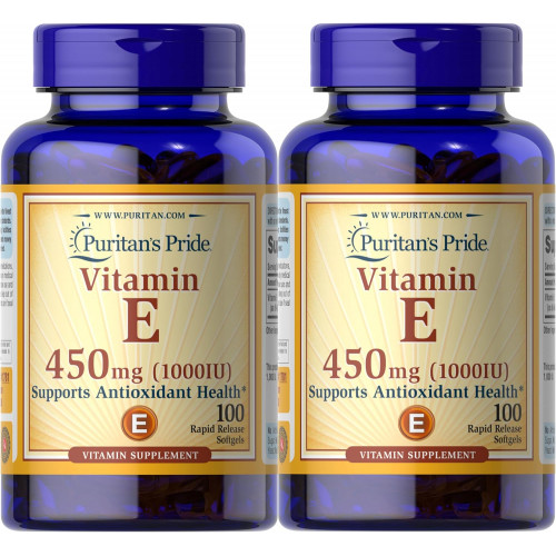Puritan's Pride Vitamin E підтримує імунну функцію, 450 мг, 100 штук (упаковка з 2 штук) - Упаковка може відрізнятися