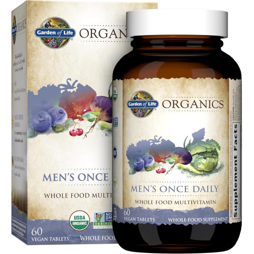 Garden of Life Organics Men's One Daily Whole Food Multivitamins - 60 таблеток, Vegan Mens Multi для здоров'я та гарного самопочуття, органічні чоловічі вітаміни та мінерали, вітамін C, цинк Garden of Life Organics Men's One Daily Whole Food Multivitamins - 60 таблеток, Vegan Mens Multi для здоров'я та гарного самопочуття, органічні чоловічі вітаміни та мінерали, вітамін C, цинк