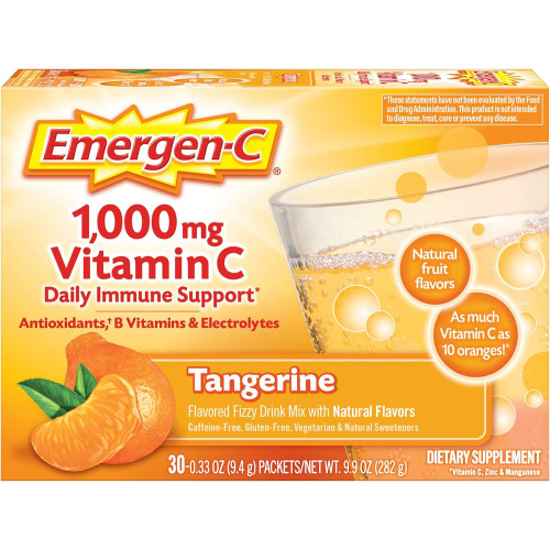 Emergen-C 1000 мг, порошок вітаміну С, з антиоксидантами, вітамінами групи В та електролітами, добавками вітаміну С для підтримки імунітету, суміш газованих напоїв без кофеїну, смак мандарина - 30 шт. Emergen-C 1000 мг, порошок вітаміну С, з антиоксидантами, вітамінами групи В та електролітами, добавками вітаміну С для підтримки імунітету, суміш газованих напоїв без кофеїну, смак мандарина - 30 шт.