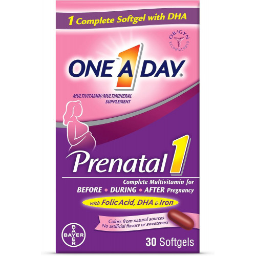 ONE A DAY Women's Prenatal 1 Multivitamins, включаючи вітаміни A, C, D, B6, B12, залізо, омега-3 DHA та багато іншого - добавка до, під час і після вагітності, 30 Ct (1 упаковка) (упаковка може відрізнятися) ONE A DAY Women's Prenatal 1 Multivitamins, включаючи вітаміни A, C, D, B6, B12, залізо, омега-3 DHA та багато іншого - добавка до, під час і після вагітності, 30 Ct (1 упаковка) (упаковка може відрізнятися)