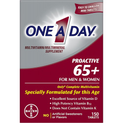 One A Day Proactive 65+, чоловічі та жіночі полівітаміни, добавка з вітаміном A, вітаміном C, вітаміном D і цинком для підтримки імунного здоров’я*, кальцієм, фолієвою кислотою тощо, таблетка 150 шт.