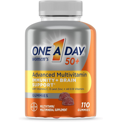 One A Day Women's 50+ Gummies, Advanced Multivitamin For Women, Вітаміни для підтримки мозку та імунітету, полівітаміни з комплексом вітамінів групи B Super 8, 110 шт. One A Day Women's 50+ Gummies, Advanced Multivitamin For Women, Вітаміни для підтримки мозку та імунітету, полівітаміни з комплексом вітамінів групи B Super 8, 110 шт.