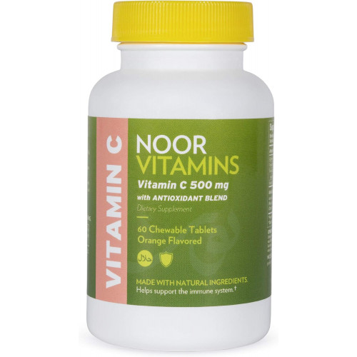 Noor Vitamins 500 мг Жувальні таблетки з халяльним вітаміном С + шипшина та антиоксиданти I Підтримує імунну систему I Веганський, безглютеновий і халяльний вітамін 60 Жувальних таблеток зі смаком апельсина I 2-місячний запас Noor Vitamins 500 мг Жувальні таблетки з халяльним вітаміном С + шипшина та антиоксиданти I Підтримує імунну систему I Веганський, безглютеновий і халяльний вітамін 60 Жувальних таблеток зі смаком апельсина I 2-місячний запас