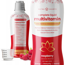NutraChamps Complete Liquid Multivitamins | Без додавання цукру | Рідкі вітаміни для жінок, чоловіків і дітей | Веганська рідка вітамінна мультимінеральна добавка | Енергія, імунітет і краса