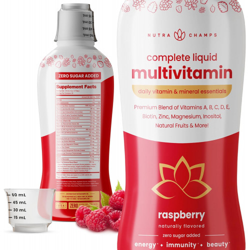 NutraChamps Complete Liquid Multivitamins | Без додавання цукру | Рідкі вітаміни для жінок, чоловіків і дітей | Веганська рідка вітамінна мультимінеральна добавка | Енергія, імунітет і краса NutraChamps Complete Liquid Multivitamins | Без додавання цукру | Рідкі вітаміни для жінок, чоловіків і дітей | Веганська рідка вітамінна мультимінеральна добавка | Енергія, імунітет і краса