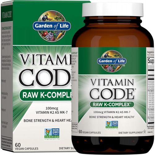 Garden of Life Вітамін K2 і K1, Вітамін Code Vegan K Комплекс Вітамін для міцності кісток і здоров'я серця, Вітамін K1 і K2, Омега багата олія насіння льону, Мікромінерали, Пробіотики, 60-денний запас Garden of Life Вітамін K2 і K1, Вітамін Code Vegan K Комплекс Вітамін для міцності кісток і здоров'я серця, Вітамін K1 і K2, Омега багата олія насіння льону, Мікромінерали, Пробіотики, 60-денний запас