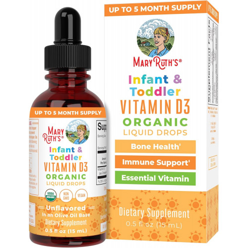 MaryRuth Organics Vitamin D3 Liquid Drops for Infants & Toddler, USDA Organic Liquid Vitamin D Spray for Infants & Toddlers, Підтримка імунітету та здоров’я кісток, веганський, без глютену, без ГМО, 90-150 порцій MaryRuth Organics Vitamin D3 Liquid Drops for Infants & Toddler, USDA Organic Liquid Vitamin D Spray for Infants & Toddlers, Підтримка імунітету та здоров’я кісток, веганський, без глютену, без ГМО, 90-150 порцій
