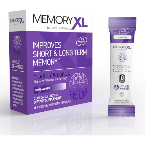 MemoryXL, магнію L-треонат: добавка для мозку для пам’яті та концентрації; Magtein®, фосфатидилсерин, вітамінна суміш. Покращує пам'ять, концентрацію уваги, навчання та логіку. 0 цукру, 0 кал, 30 шт без смаку MemoryXL, магнію L-треонат: добавка для мозку для пам’яті та концентрації; Magtein®, фосфатидилсерин, вітамінна суміш. Покращує пам'ять, концентрацію уваги, навчання та логіку. 0 цукру, 0 кал, 30 шт без смаку