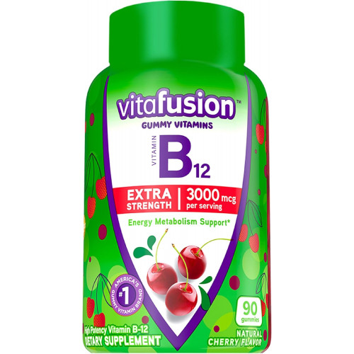 Vitafusion Extra Strength Vitamin B12 Gummy Vitamins для підтримки енергетичного метаболізму та підтримки здоров’я нервової системи, зі смаком вишні, американський бренд номер 1, запас на 45 днів, 90 шт. Vitafusion Extra Strength Vitamin B12 Gummy Vitamins для підтримки енергетичного метаболізму та підтримки здоров’я нервової системи, зі смаком вишні, американський бренд номер 1, запас на 45 днів, 90 шт.
