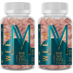 WEEM Hair Skin and Nails Gummies - Підтримує здоров'я волосся - Веганські біотинові вітаміни для жінок і чоловіків Підтримують швидший ріст волосся, зміцнюють нігті, здорову шкіру, додаткову силу 10 000 мкг (2)