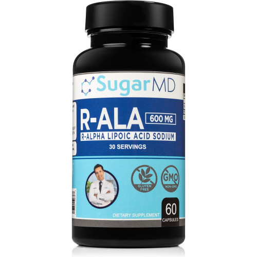 SugarMD Добавки R-ALA доктора Ергіна | R-альфа-ліпоєва кислота 600 мг капсул | Потужний антиоксидант | Допомагає нейтралізувати вільні радикали | Метаболічна функція | Лікар сформулював | Без ГМО та без глютену SugarMD Добавки R-ALA доктора Ергіна | R-альфа-ліпоєва кислота 600 мг капсул | Потужний антиоксидант | Допомагає нейтралізувати вільні радикали | Метаболічна функція | Лікар сформулював | Без ГМО та без глютену