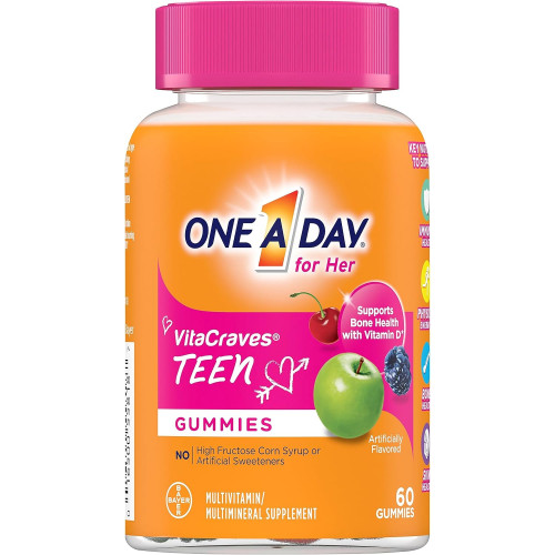 One A Day Teen for Her Multivitamin Gummies, Gummy Multivitamins з вітамінами A, C, D, E та цинком для підтримки імунного здоров’я, фізичної енергії та іншого, 60 шт. One A Day Teen for Her Multivitamin Gummies, Gummy Multivitamins з вітамінами A, C, D, E та цинком для підтримки імунного здоров’я, фізичної енергії та іншого, 60 шт.