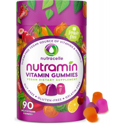 NUTRAMIN Daily Vegan Keto Multivitamin Gummies Вітамін C, D2 і цинк для імунітету, на рослинній основі, без цукру, без горіхів, без глютену, з біотином, вітамінами A, B, B6, B12 та іншими 90 кількостями, 45 днів