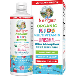 MaryRuth Organics вітамінна рідина для дітей | Ліпосомальний | Підтримка імунітету для дітей віком від 4 років | USDA | Без цукру | Без ГМО | Мультивітаміни 15,22 рідких унцій