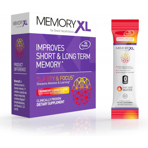 MemoryXL, магнію L-треонат: добавка для мозку для пам’яті та концентрації; Magtein®, фосфатидилсерин, вітамінна суміш. Покращує пам'ять, концентрацію уваги, навчання та логіку. 0 цукру, 0 кал, 30 штук журавлини, лимона MemoryXL, магнію L-треонат: добавка для мозку для пам’яті та концентрації; Magtein®, фосфатидилсерин, вітамінна суміш. Покращує пам'ять, концентрацію уваги, навчання та логіку. 0 цукру, 0 кал, 30 штук журавлини, лимона