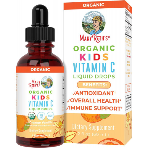 USDA Organic Kids Vitamin C Drops від MaryRuth’s | Веганська добавка з вітаміном С для підтримки імунітету для дітей віком від 4 до 13 років | Підтримка імунітету та загальне здоров'я | Вітамін С з органічного екстракту плодів ацероли | 2 унції USDA Organic Kids Vitamin C Drops від MaryRuth’s | Веганська добавка з вітаміном С для підтримки імунітету для дітей віком від 4 до 13 років | Підтримка імунітету та загальне здоров'я | Вітамін С з органічного екстракту плодів ацероли | 2 унції