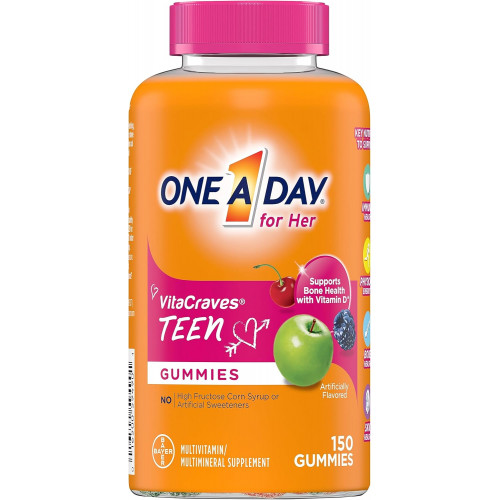 One A Day Teen for Her Multivitamin Gummies, Gummy Multivitamins з вітамінами A, C, D, E та цинком для підтримки імунного здоров’я, фізичної енергії та іншого, 150 шт. One A Day Teen for Her Multivitamin Gummies, Gummy Multivitamins з вітамінами A, C, D, E та цинком для підтримки імунного здоров’я, фізичної енергії та іншого, 150 шт.
