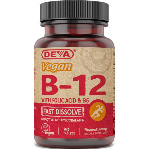 DEVA Vegan Vitamin B12 Fast Dissolve Supplement - Комплекс один раз на день з 1000 мкг метилкобаламіну B12, фолієвої кислоти, B6 - зі смаком лимона - 90 розчинних таблеток, DEVA Vegan Vitamin B12 Fast Dissolve Supplement - Комплекс один раз на день з 1000 мкг метилкобаламіну B12, фолієвої кислоти, B6 - зі смаком лимона - 90 розчинних таблеток,