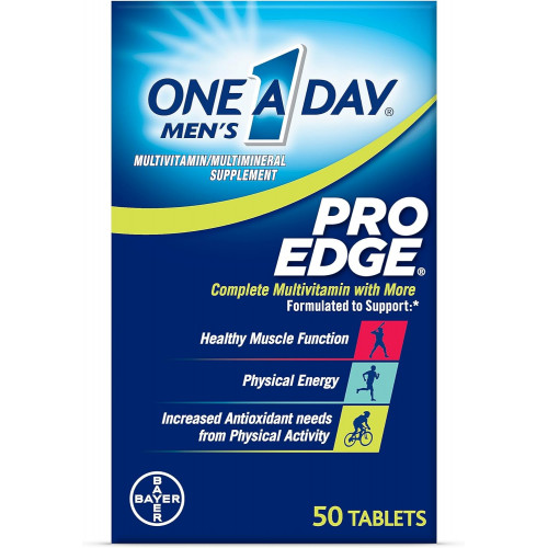 One A Day Men’s Pro Edge Multivitamin, добавка з вітаміном A, вітаміном C, вітаміном D, вітаміном E та цинком для підтримки імунного здоров’я* та магнієм для здорової роботи м’язів, 50 таблеток