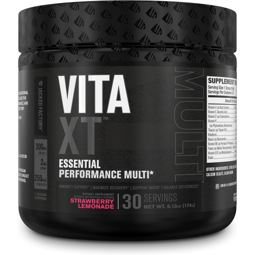 Jacked Factory Vita XT Performance Multivitamin Powder - Щоденний полівітамін для чоловіків з KSM-66 Ashwagandha, пребіотичними волокнами, вітамінами A, C, D, K, B6, B12 та іншими - Strawberry Lemonade, 30Sv Jacked Factory Vita XT Performance Multivitamin Powder - Щоденний полівітамін для чоловіків з KSM-66 Ashwagandha, пребіотичними волокнами, вітамінами A, C, D, K, B6, B12 та іншими - Strawberry Lemonade, 30Sv