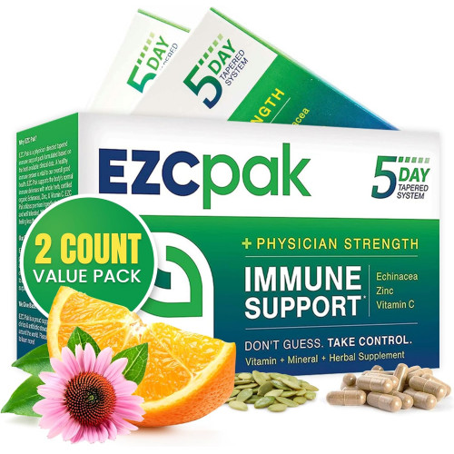 EZC Pak 5-Day Tapered Immune Support Booster - Вітамінна добавка для підтримки імунітету, ехінацея, цинк, вітамін С, стимулятори імунітету для дорослих - вітаміни для підтримки імунітету (упаковка з 2 шт.) EZC Pak 5-Day Tapered Immune Support Booster - Вітамінна добавка для підтримки імунітету, ехінацея, цинк, вітамін С, стимулятори імунітету для дорослих - вітаміни для підтримки імунітету (упаковка з 2 шт.)