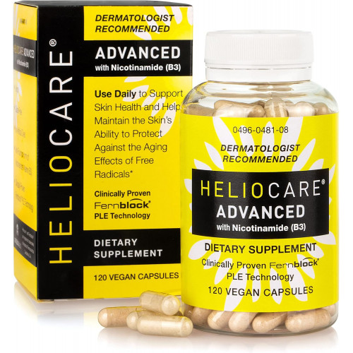 Heliocare Advanced Nicotinamide B3 Supplement: ніацинамід 500 мг і Fernblock PLE Extract 240 мг на порцію - підтримує здоров'я клітин шкіри з багатим антиоксидантами вітаміном B3 ніацином - 120 веганських капсул Heliocare Advanced Nicotinamide B3 Supplement: ніацинамід 500 мг і Fernblock PLE Extract 240 мг на порцію - підтримує здоров'я клітин шкіри з багатим антиоксидантами вітаміном B3 ніацином - 120 веганських капсул