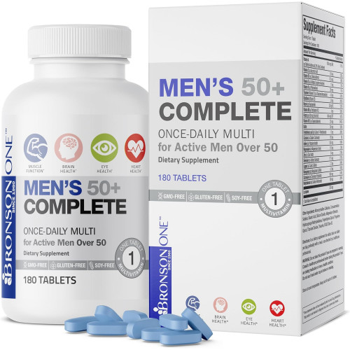Bronson ONE Daily Mens 50+ Complete Multivitamin Multimineral, 180 таблеток Bronson ONE Daily Mens 50+ Complete Multivitamin Multimineral, 180 таблеток