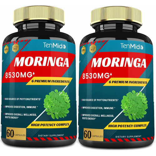 2 упаковки капсул Moringa 8530 мг, запас на 4 місяці з куркумою, ашвагандою, імбиром, солодкою, чорним перцем | Підтримка імунітету, підсилення енергії | Добавки з листя олійної трави 2 упаковки капсул Moringa 8530 мг, запас на 4 місяці з куркумою, ашвагандою, імбиром, солодкою, чорним перцем | Підтримка імунітету, підсилення енергії | Добавки з листя олійної трави