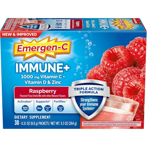 Emergen-C Immune+ Порошок для підтримки імунітету потрійної дії, BetaVia (R), 1000 мг вітаміну С, вітаміни групи В, вітамін D і антиоксиданти, малина – 30 шт. Emergen-C Immune+ Порошок для підтримки імунітету потрійної дії, BetaVia (R), 1000 мг вітаміну С, вітаміни групи В, вітамін D і антиоксиданти, малина – 30 шт.