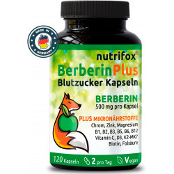 Берберин (цинк, хром, магній, B12, B6, фолієва кислота) 500 мг  Nutrifox - 120 капсул